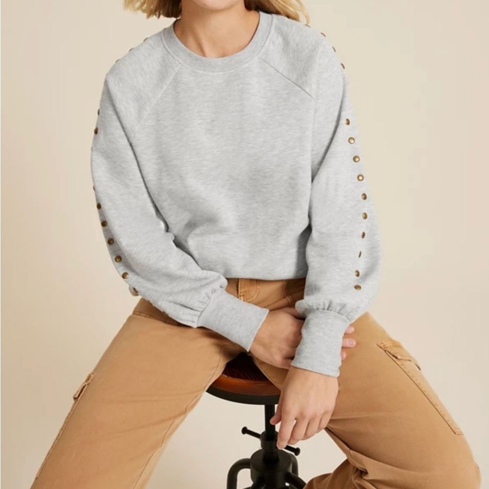 Maurices Light Gray Sweater with Button Accents